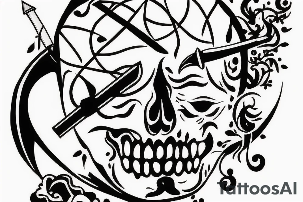 Brain with sword going through it tattoo idea