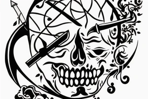 Brain with sword going through it tattoo idea