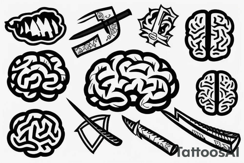 Brain with sword going through it tattoo idea