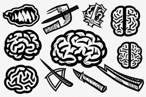 Brain with sword going through it tattoo idea