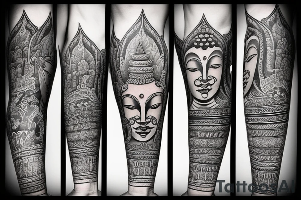 half shiva half buddha sitting tattoo idea