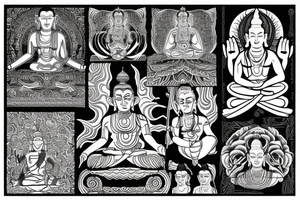 half shiva half buddha sitting tattoo idea