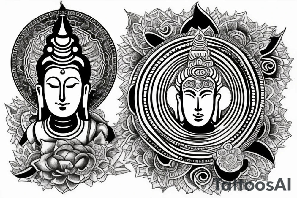 shiva and buddha tattoo idea
