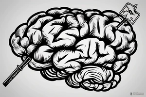 Brain with sword going through it tattoo idea