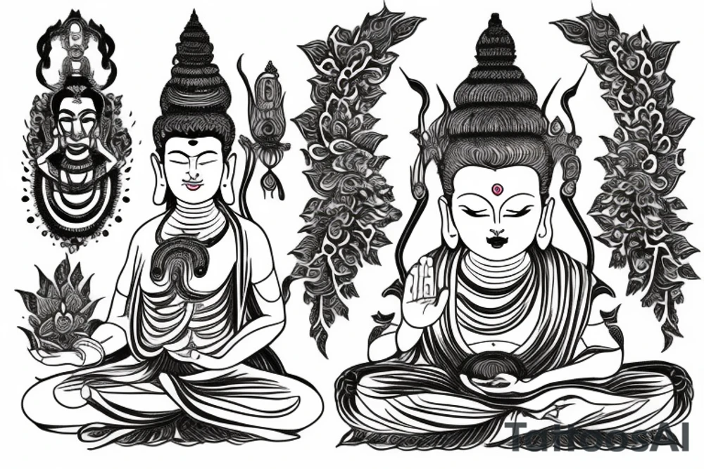 shiva and buddha tattoo idea