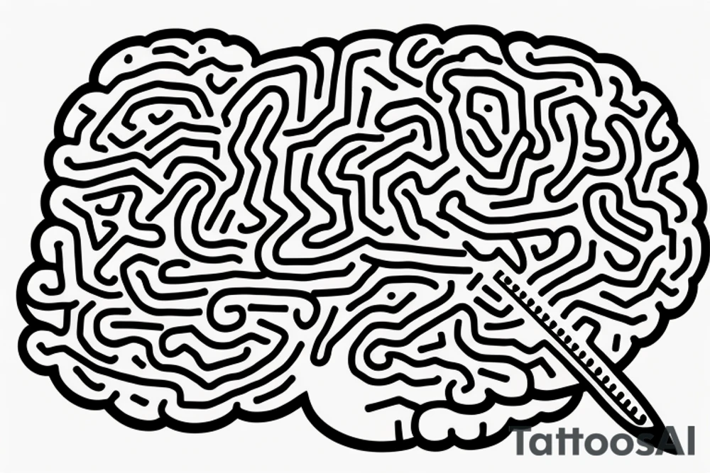 Brain with sword stabbing it tattoo idea