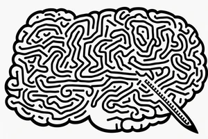 Brain with sword stabbing it tattoo idea