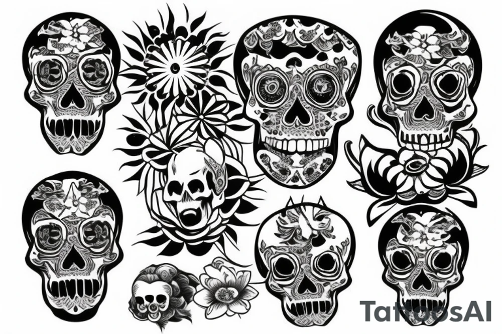 skull on lotus tattoo idea