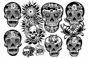 skull on lotus tattoo idea