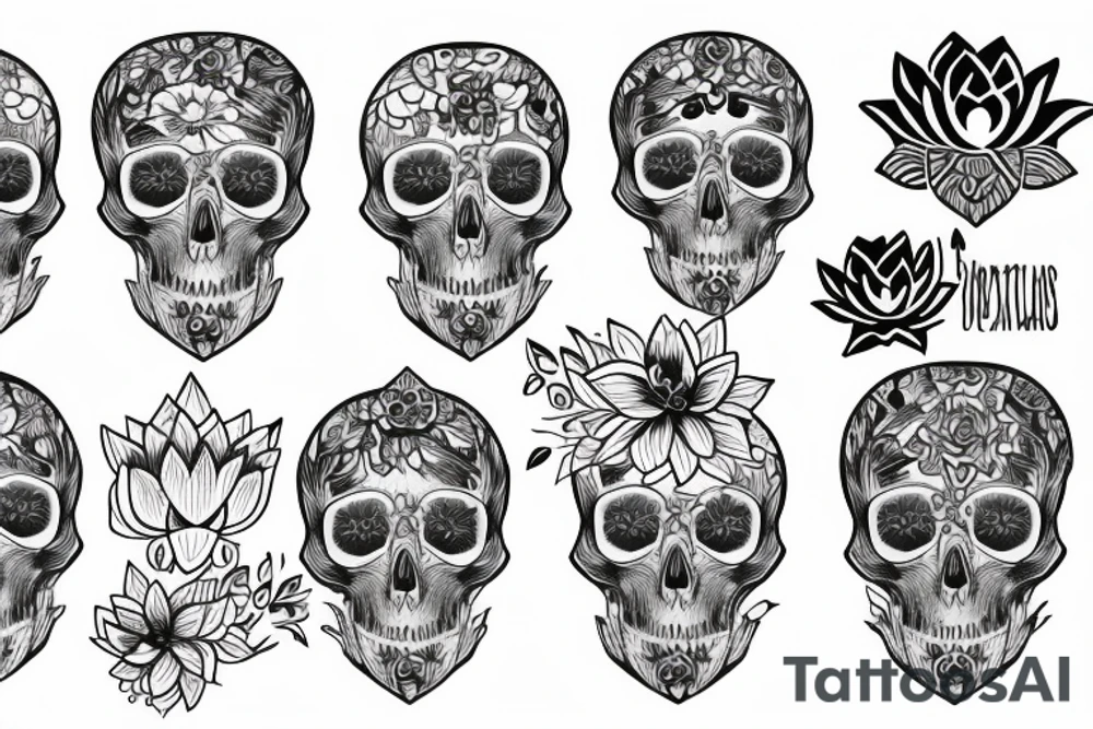 Lotus flowers in the shape of a skull tattoo idea