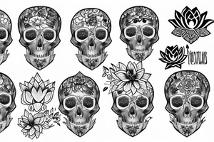 Lotus flowers in the shape of a skull tattoo idea