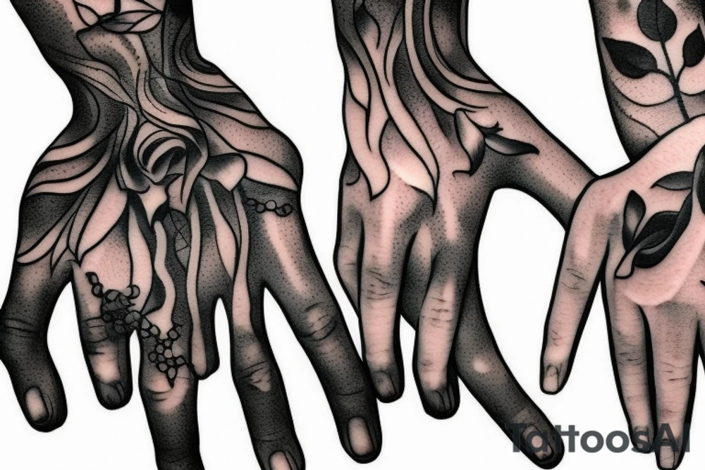 hands with candle tattoo idea