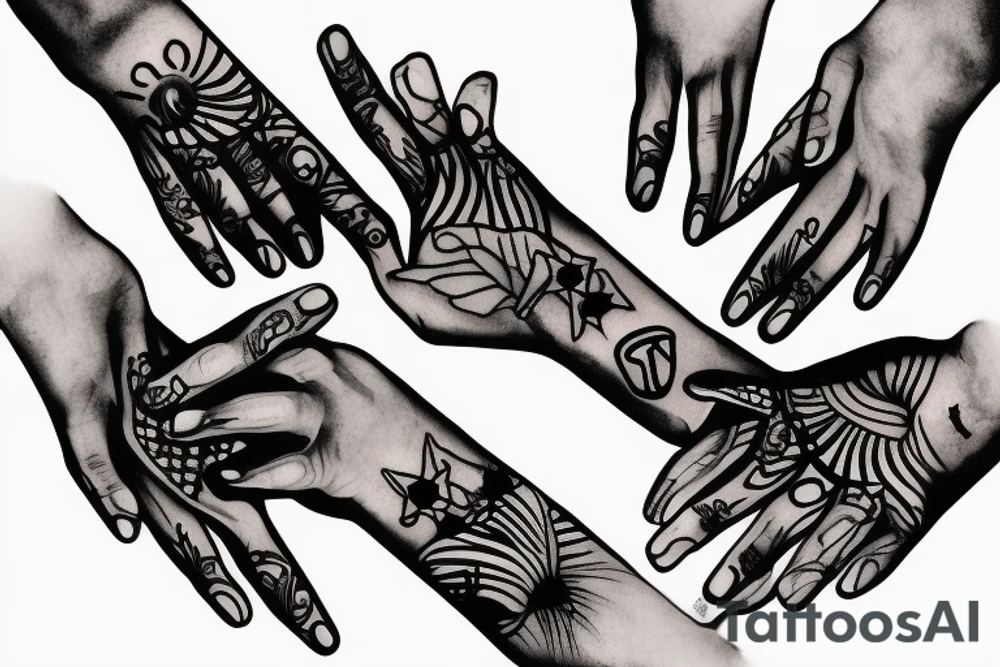 hands with candle tattoo idea