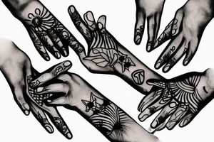 hands with candle tattoo idea