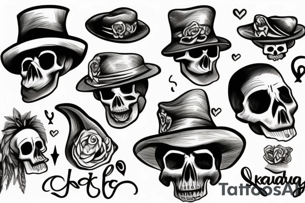 skull with hat tattoo idea