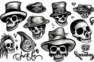 skull with hat tattoo idea