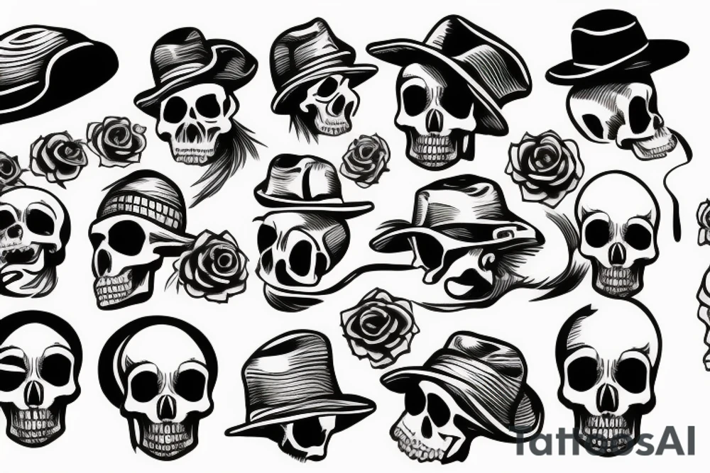 skull with hat tattoo idea