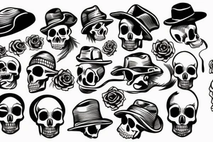 skull with hat tattoo idea