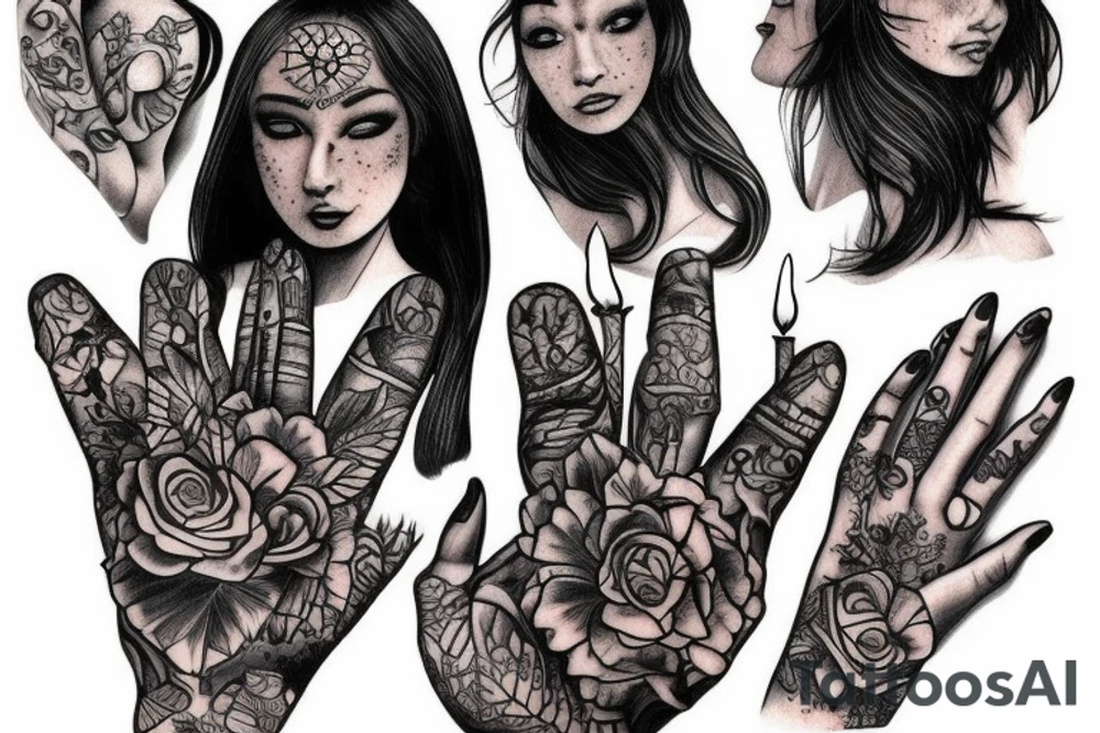 hands candle tattoo idea