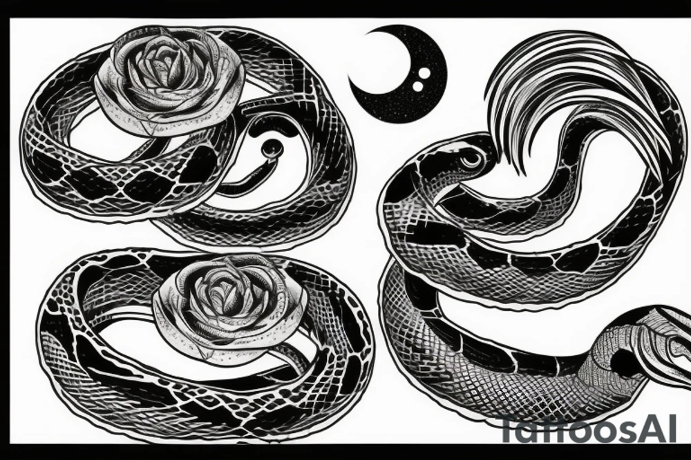 Snake uroboros moon calm tattoo idea
