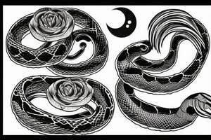 Snake uroboros moon calm tattoo idea
