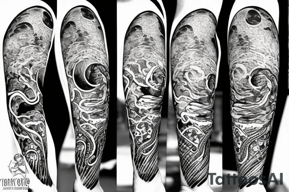 Snake uroboros moon calm tattoo idea