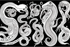 Snake uroboros moon tattoo idea