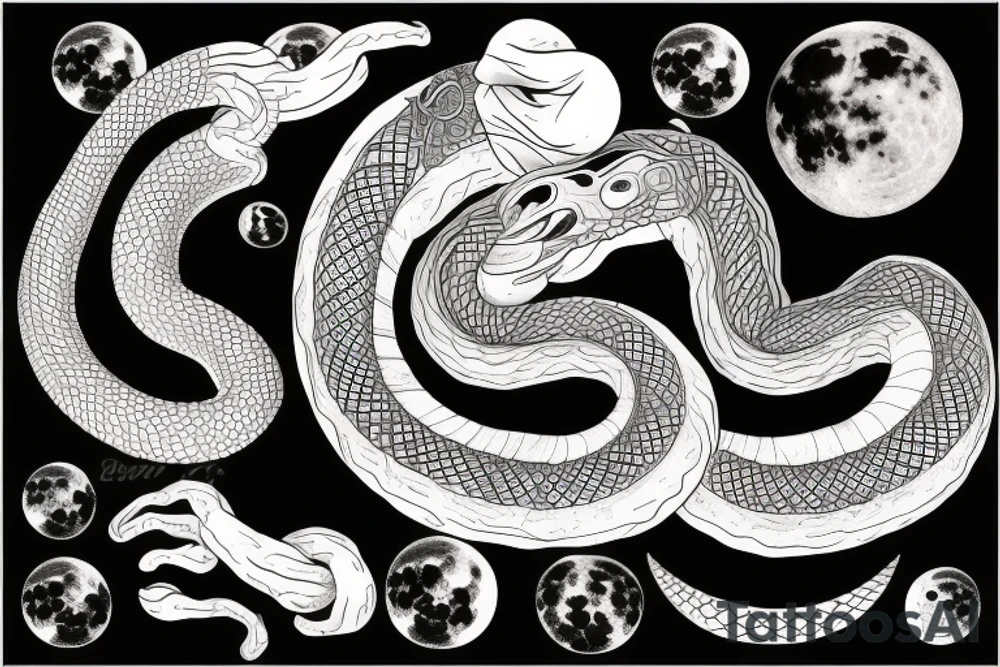 Snake uroboros moon tattoo idea