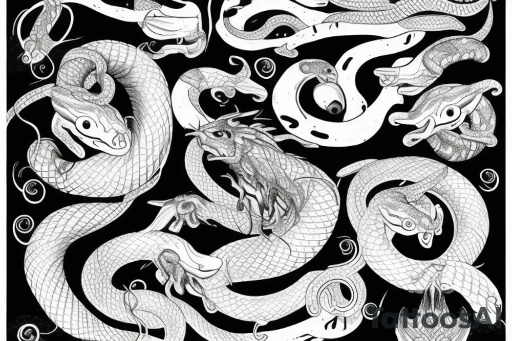 Snake uroboros moon tattoo idea
