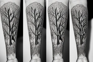 Magic realism forest tattoo idea