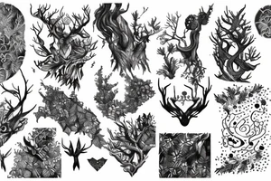 Magic realism forest tattoo idea