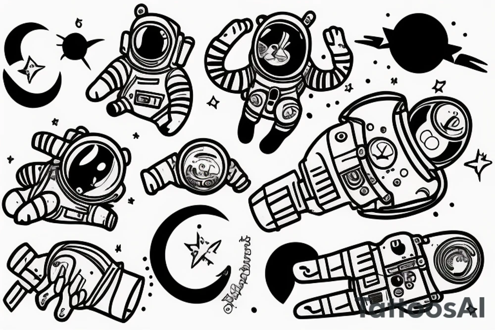 Cat-cosmonaut tattoo idea