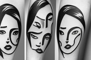 Two side of faces, happy and sad tattoo idea