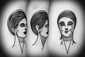 Two side of faces, happy and sad tattoo idea