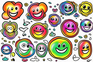A smiley face Rainbow flower growing out of a tree tattoo idea