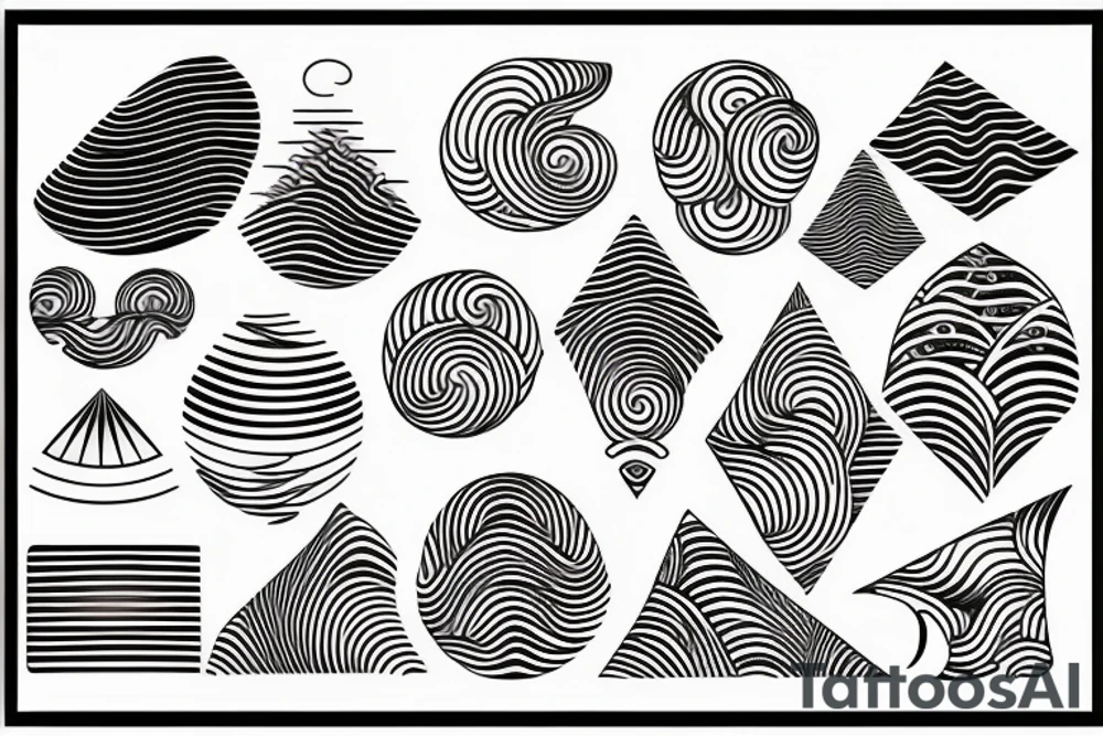 waves, japan, ornaments, geometry, pattern, black white tattoo idea