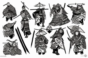 a samurai walking in a medieval city tattoo idea