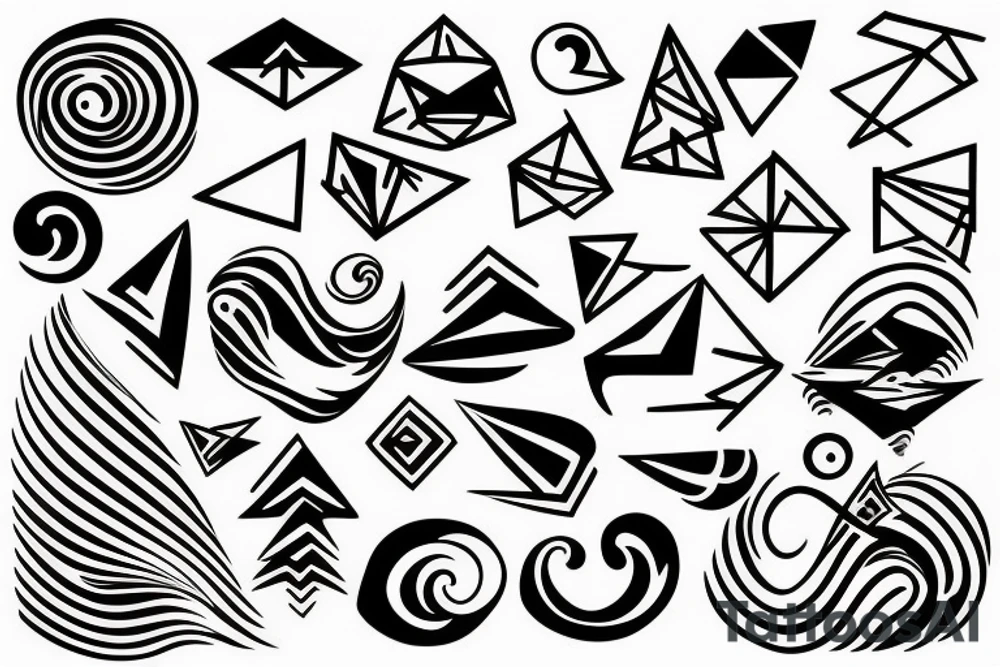waves, geometry, black white tattoo idea