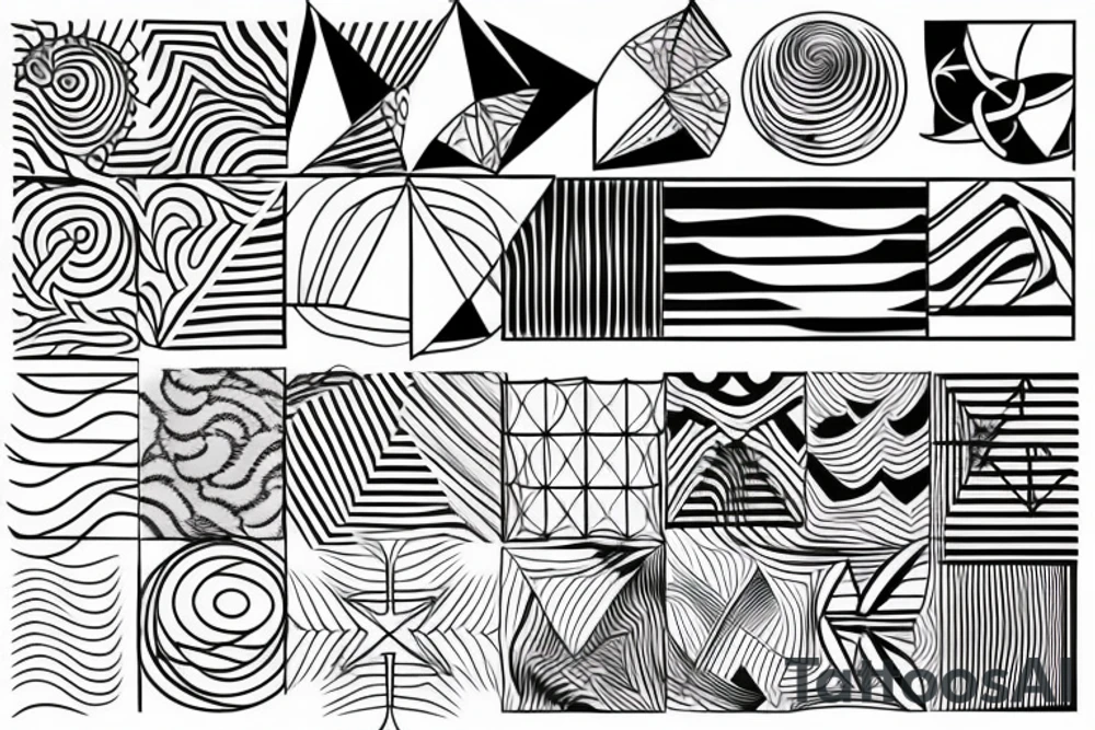 waves, geometry, black white tattoo idea