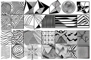 waves, geometry, black white tattoo idea
