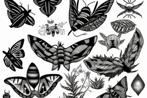 ferns and moth tattoo idea