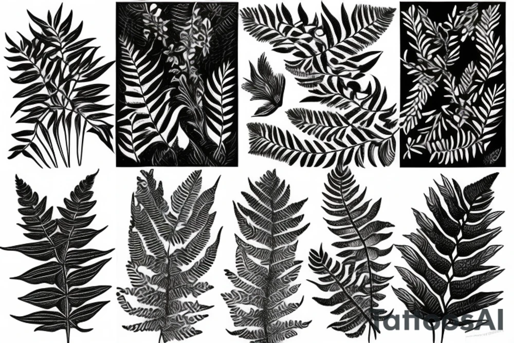 ferns and moth tattoo idea