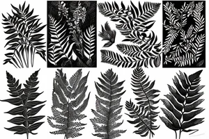 ferns and moth tattoo idea