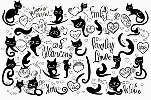 family, two cats, two children and a loving wife, combine the whole world and all-embracing love for your family into one drawing tattoo idea