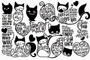 family, two cats, two children and a loving wife, combine the whole world and all-embracing love for your family into one drawing tattoo idea