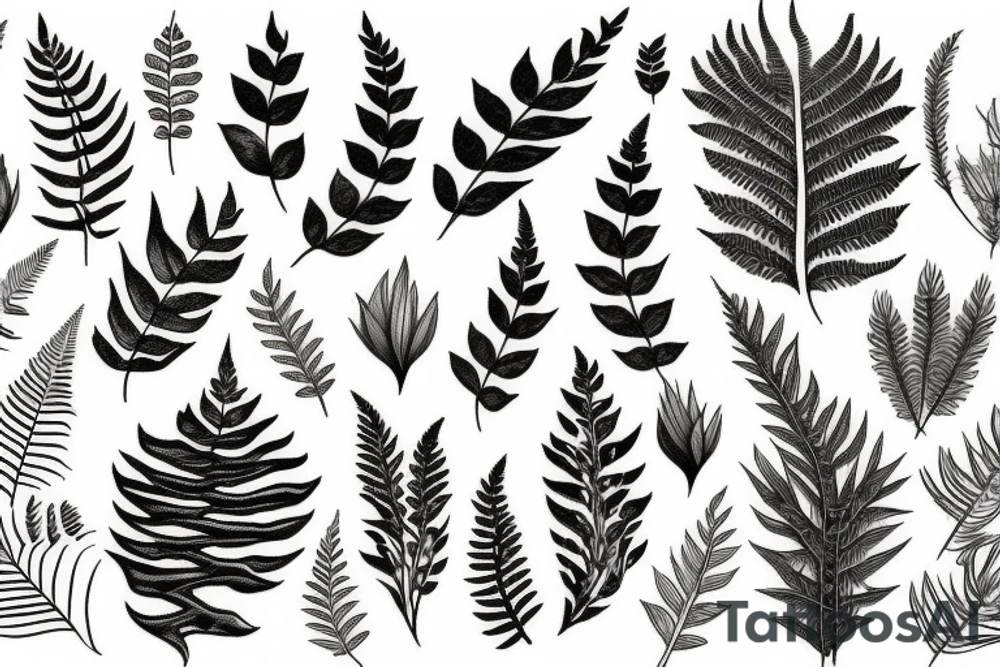 ferns and moth tattoo idea