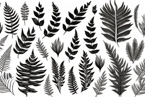 ferns and moth tattoo idea