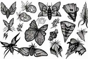 ferns and moth tattoo idea