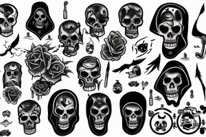 headshot of sad grim reaper tattoo idea