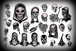 headshot of sad grim reaper tattoo idea